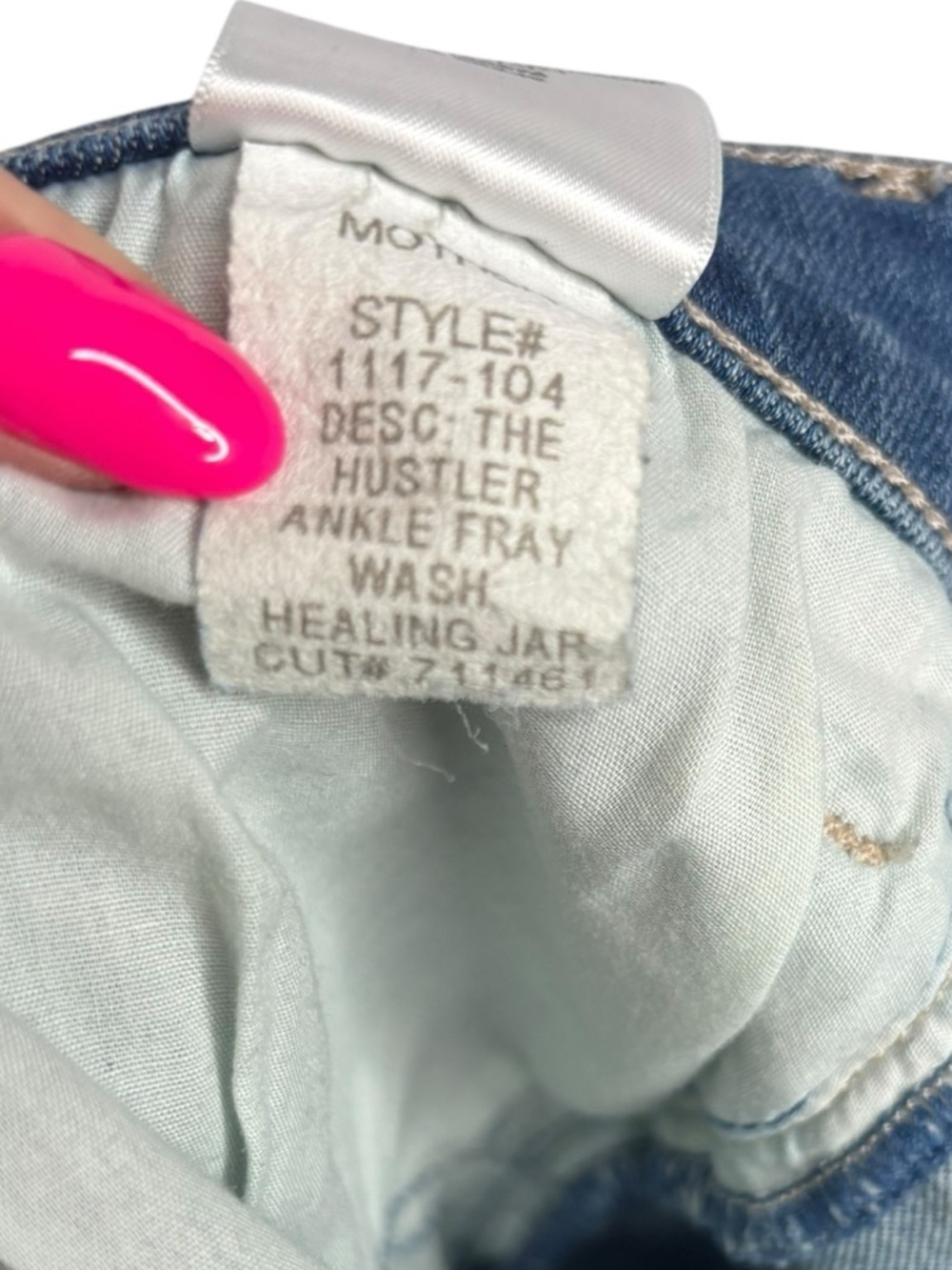 Mother The Hustler Ankle Fray High Rise Stretch Denim Jeans in Healing Jar SZ 30 - Picture 11 of 16